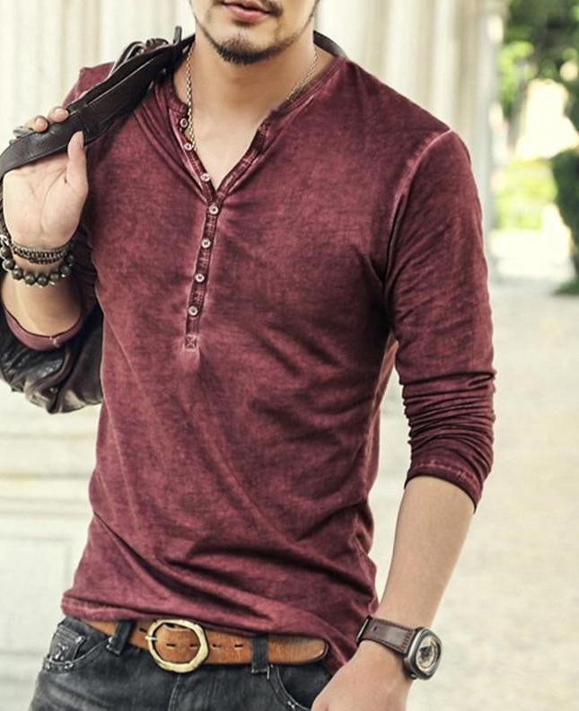 Bluff · NW KT-10 — Long-Sleeve V-Neck Henley Tee