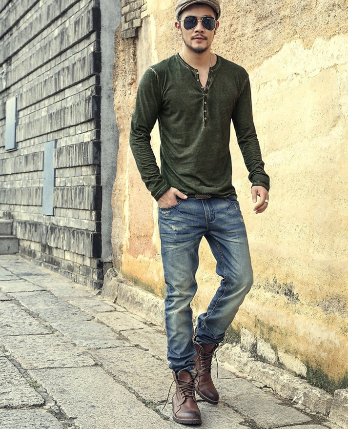 Bluff · NW KT-10 — Long-Sleeve V-Neck Henley Tee