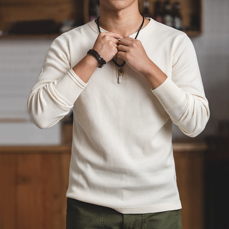 Rame · NW KT-13 — Waffle-Knit Long-Sleeve Henley Tee
