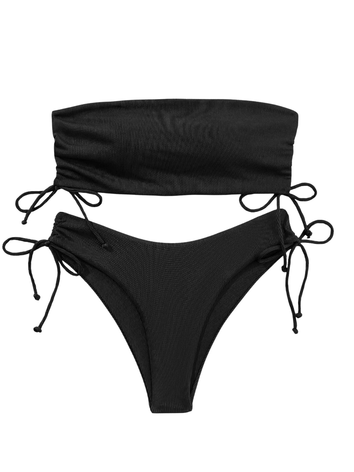 Sound · NW SW-D01 — ribbed bandeau bikini in black