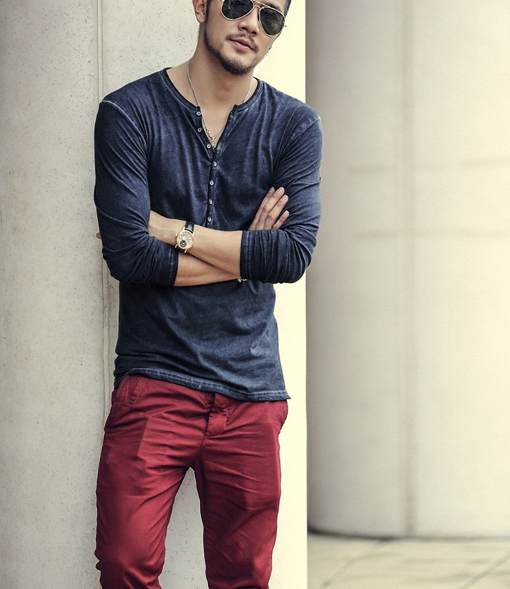 Bluff · NW KT-10 — Long-Sleeve V-Neck Henley Tee