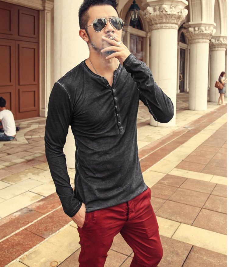 Bluff · NW KT-10 — Long-Sleeve V-Neck Henley Tee