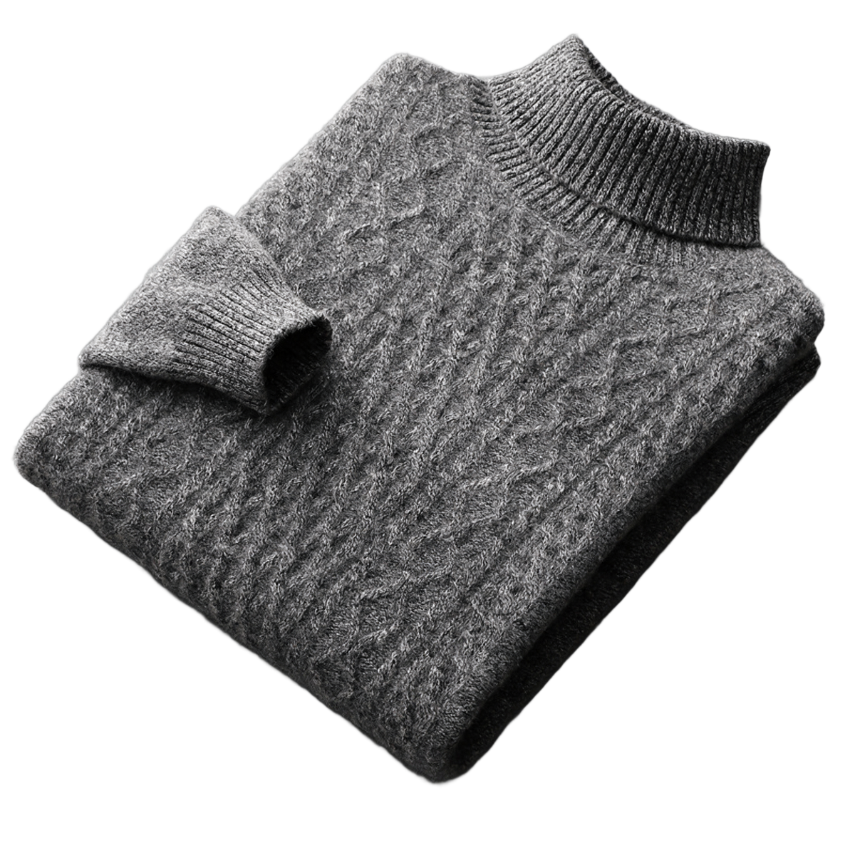 Aran NW 03-02 cable-knit high-neck, Gray, on white