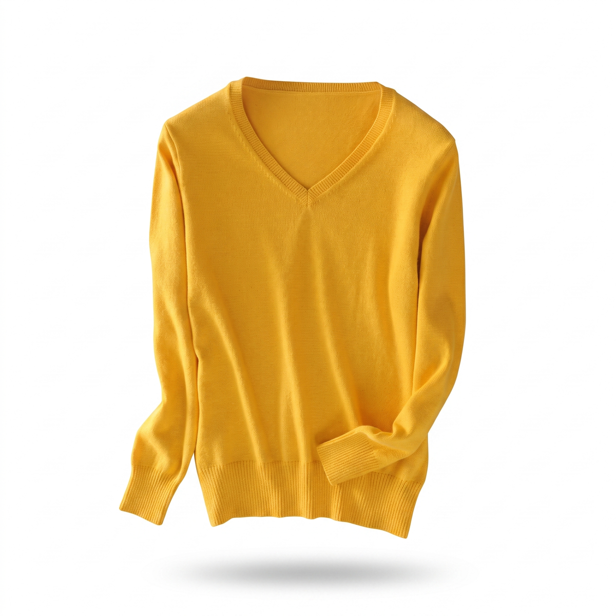 Reed NW CA-21 Women's V-Neck Cashmere, golden yellow, on white