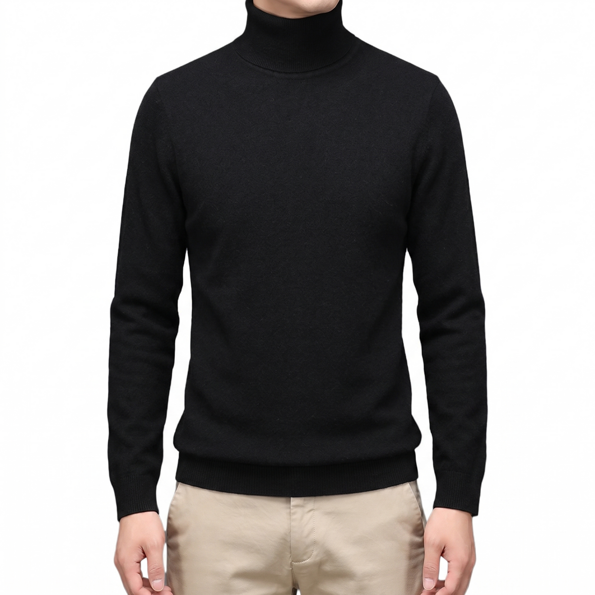 Cairn NW CA-26 Men's High-Neck Cashmere, black, on white