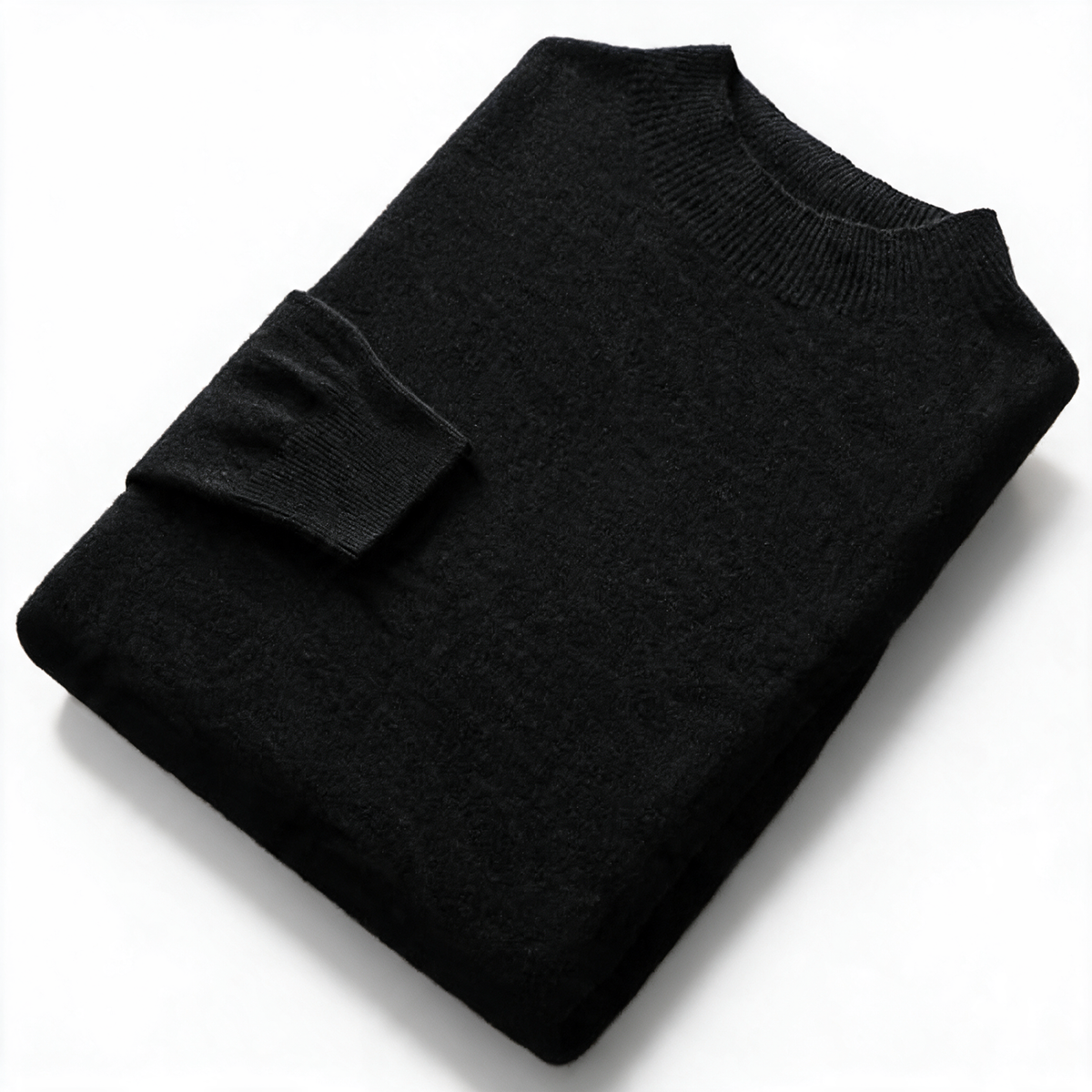 Slate NW CA-28 Men's Half-Turtleneck Cashmere, black, on white