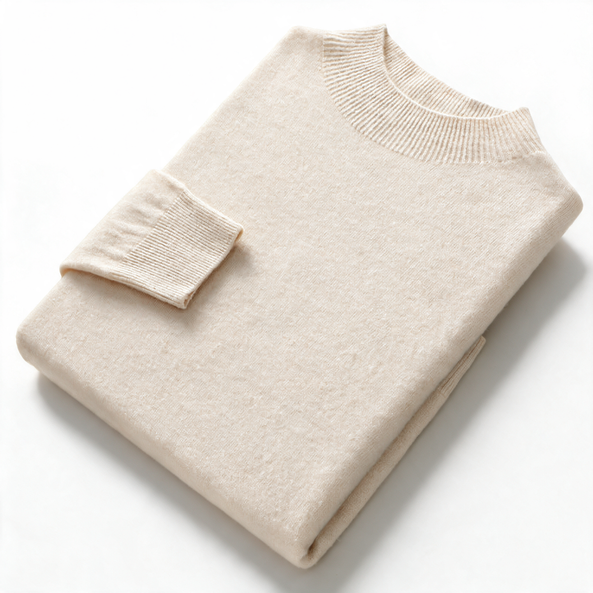 Slate NW CA-28 Men's Half-Turtleneck Cashmere, cream, on white