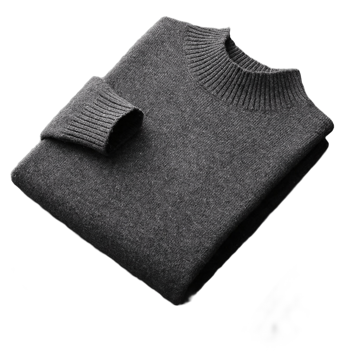 Bedrock NW CR-12 pure-wool mock-neck, Dark Gray, on white